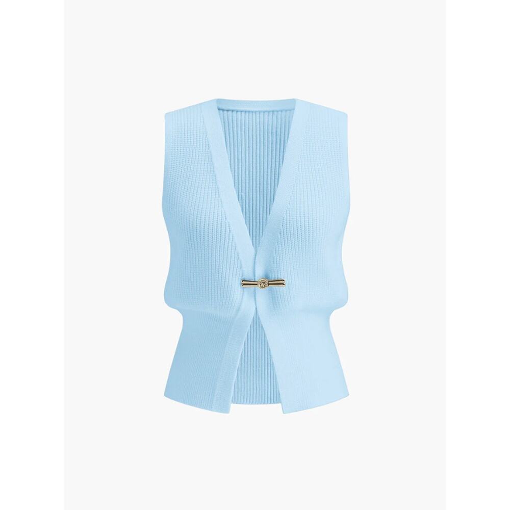 Metal Buckle Waisted Sweater Vest Commense L